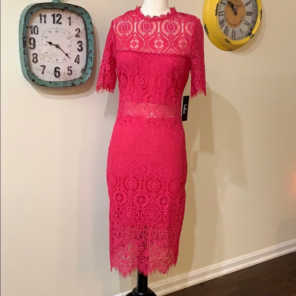 Pink lace see thru detail